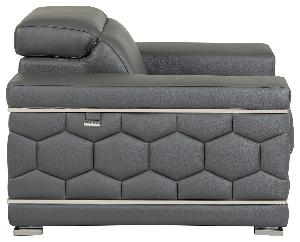 Rome Contemporary Genuine Italian Leather Armchair Dark Gray