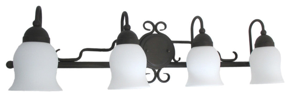 Oil Rubbed Bronze and White Opal Glass 4-Light Bath