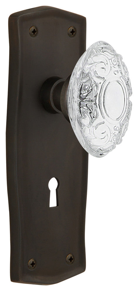 Prairie Plate Double Dummy, Keyhole Crystal Victorian Knob, Oil-Rubbed Bronze