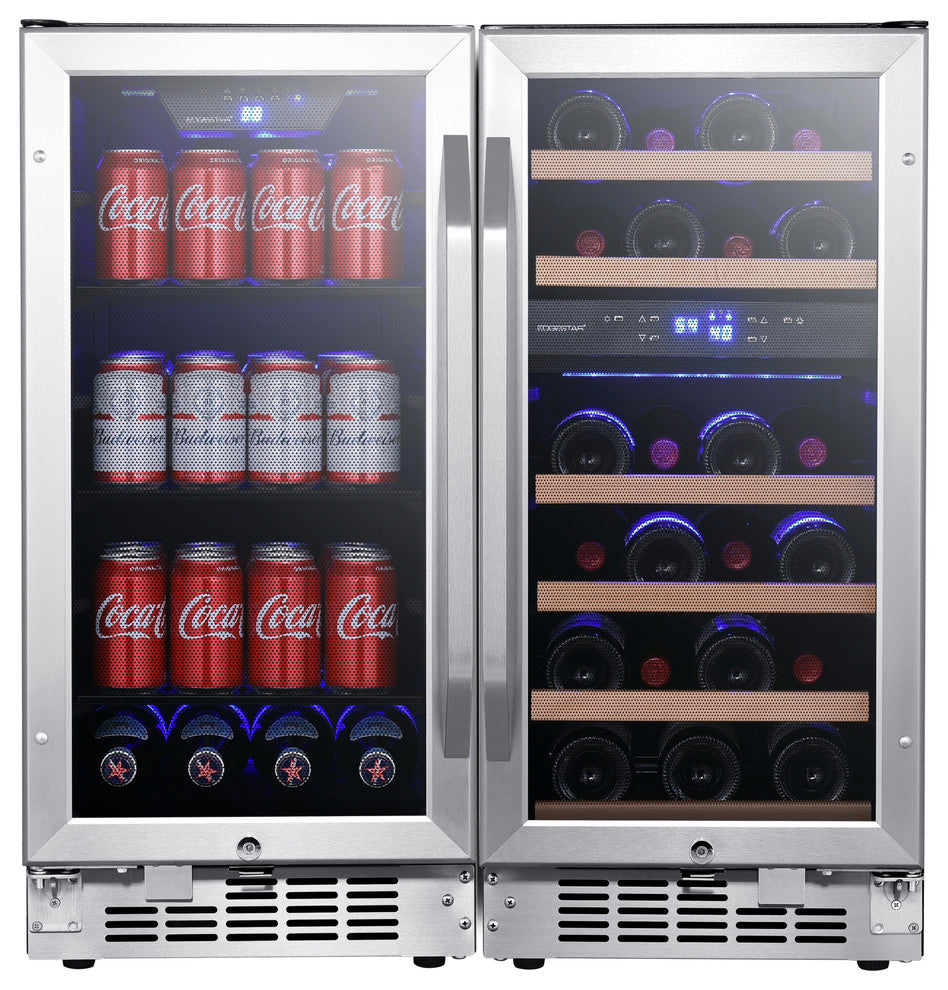 EdgeStar CWBV80261 30"W 26 Bottle 80 Can Side-by-Side Wine and - Stainless