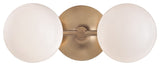 Fleming 2-Light Bath Bracket - Aged Brass Finish with Opal Glossy Glass