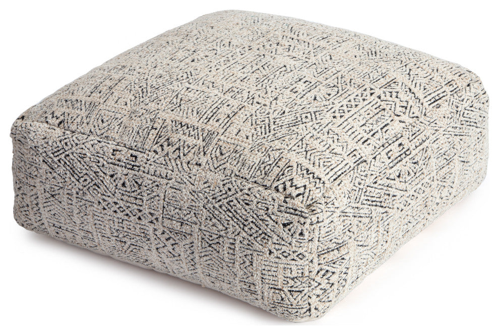 Escondido 34" x 34" x 16" Gray and Ivory Ottoman
