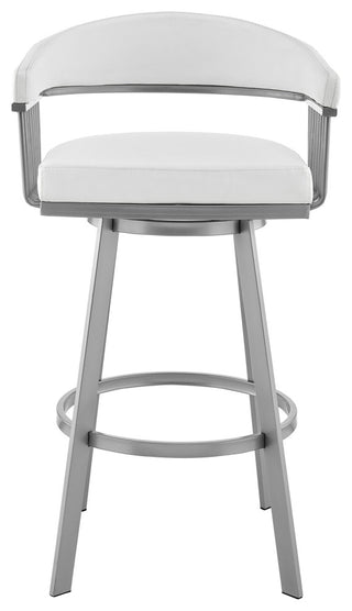 Bronson 25" Counter Height Swivel Bar Stool in Silver Finish