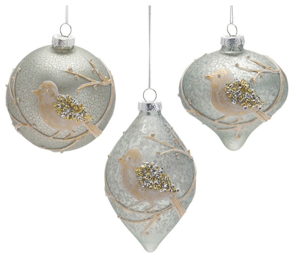 Beaded Glass Bird Ornament, 6-Piece Set