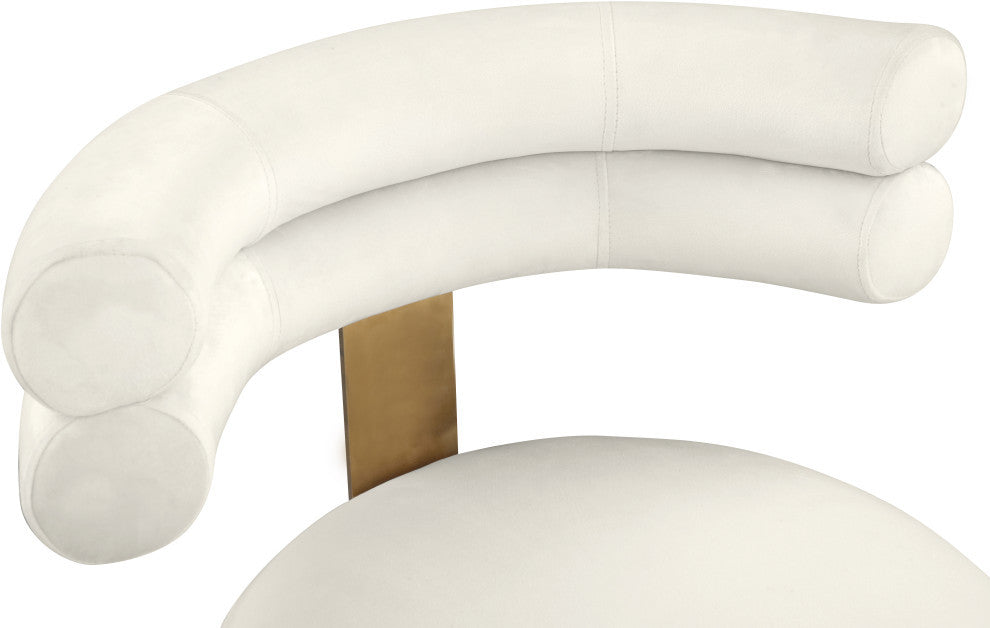 Fitzroy Velvet Upholstered Dining Chair (Set of 2), Cream
