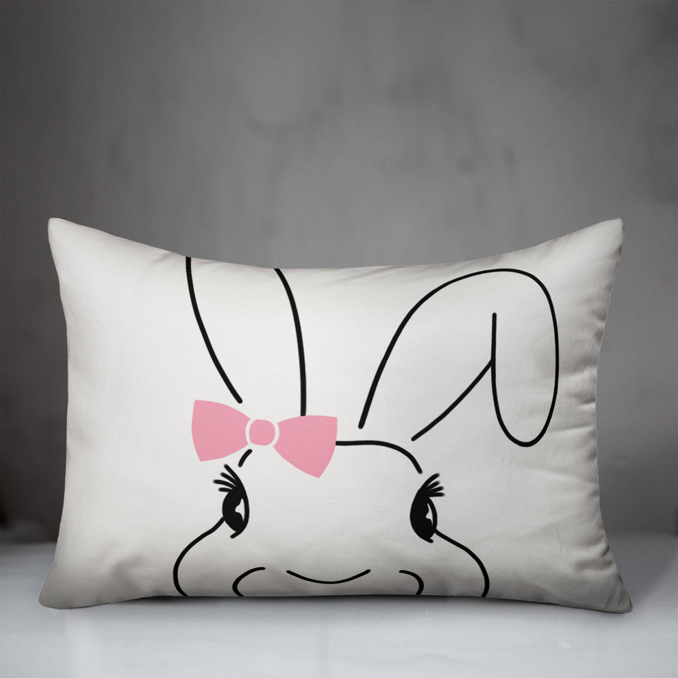 Cute Bunny with Bow 14x20 Lumbar Pillow Cover