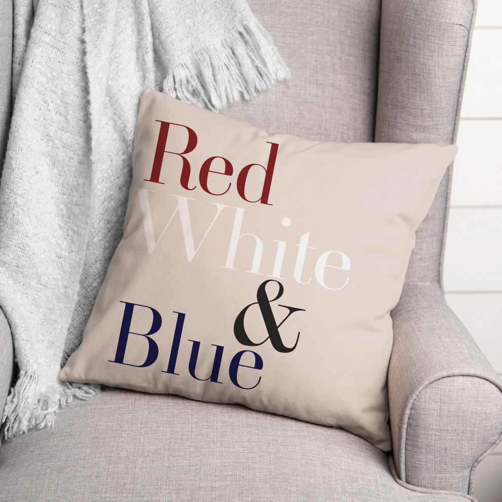 Red, White and Blue Type 18"x18" Spun Poly Pillow