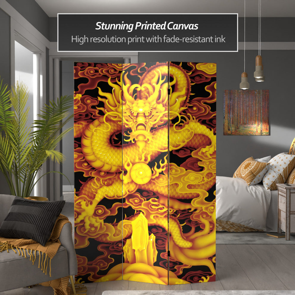6' Tall Dragon Fire on the Mountain Double Sided Room Divider