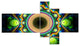 Green Fractal Pattern with Circles, Abstract Canvas Art Print, 60"x32", 5 panels