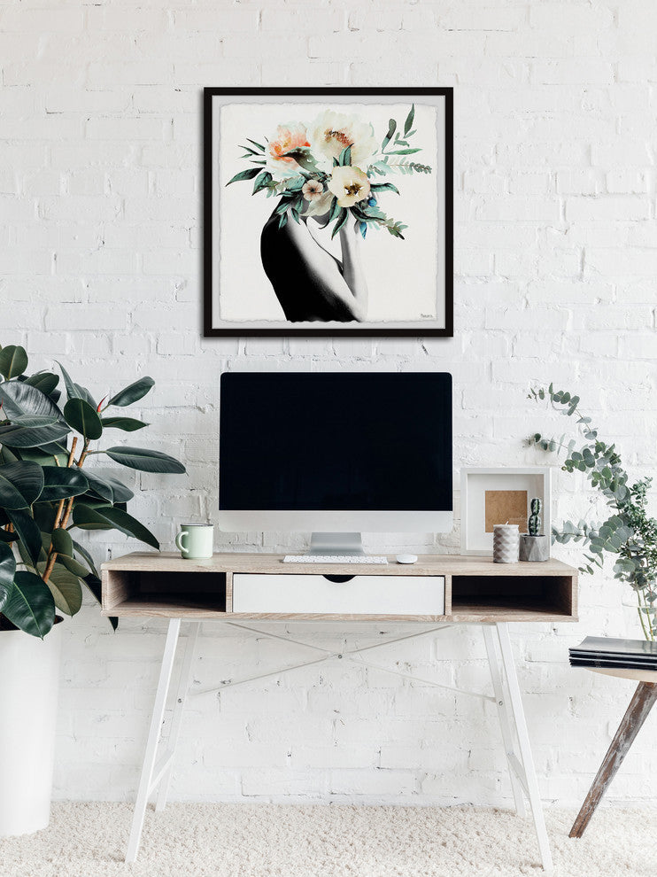 "Mysterious Bloom" Framed Painting Print, 32"x32"