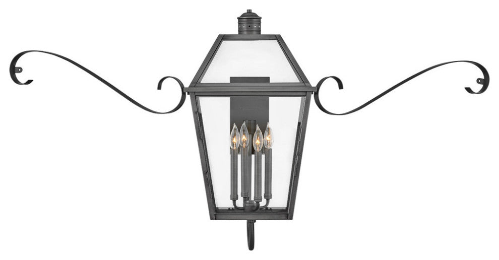 Hinkley Nouvelle Large Wall Mount Lantern, Blackened Brass