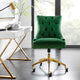 Computer Work Desk Tufted Chair, Velvet, Gold Green, Home Business Office