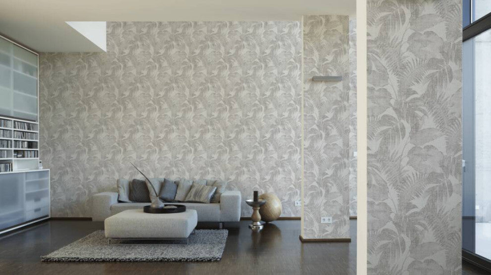 Botanical Jungle Textured Wallpaper Featuring Tropical Leaves, 373962
