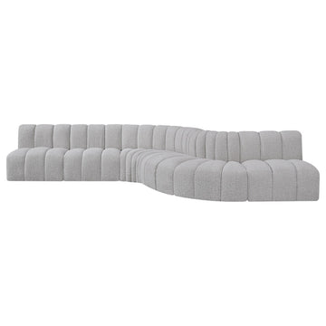 Arc Boucle Fabric Upholstered 7-Pc. S-Shaped Modular Sectional, Grey