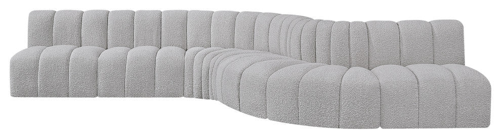 Arc Boucle Fabric Upholstered 7-Pc. S-Shaped Modular Sectional, Grey