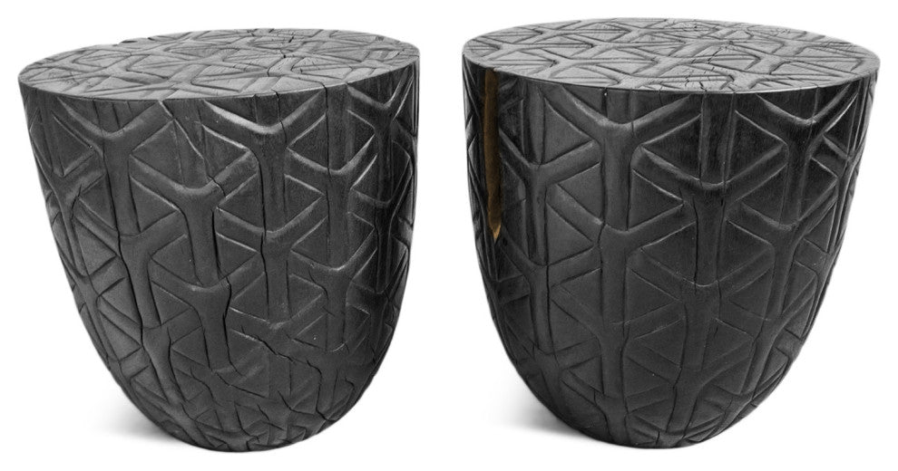 Ebony Gumdrop Cane Print Stool / Side Table