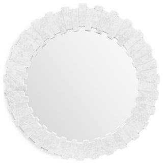 Round White Marble Step Mirror