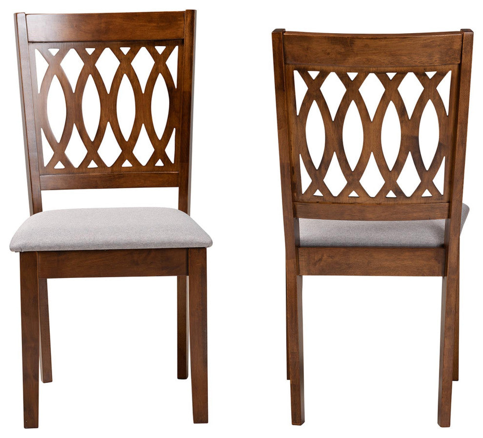 Denia Dining Collection, Gray/Walnut Brown, Dining Chair, Set of 2