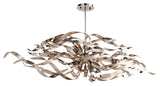 Graffiti Six Light Linear Pendant, Silver Leaf Polished Stainless