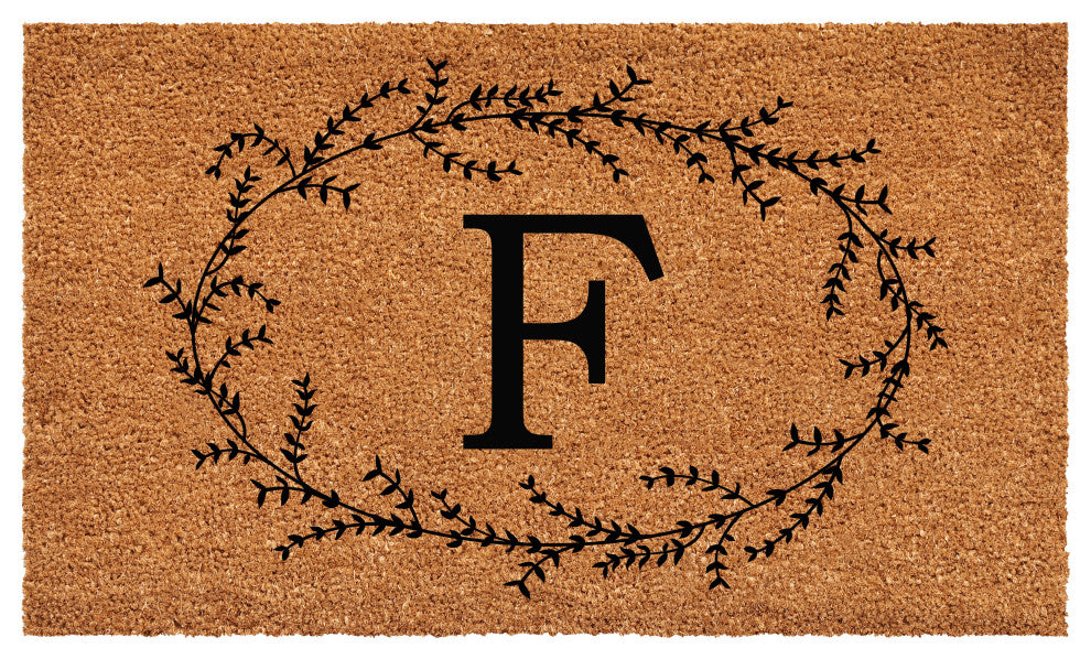 Calloway Mills Rustic Leaf Vine Monogrammed Doormat, 36"x72", Letter F