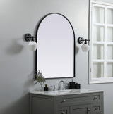 Metal Frame Arch Mirror 33X42 Inch, Black