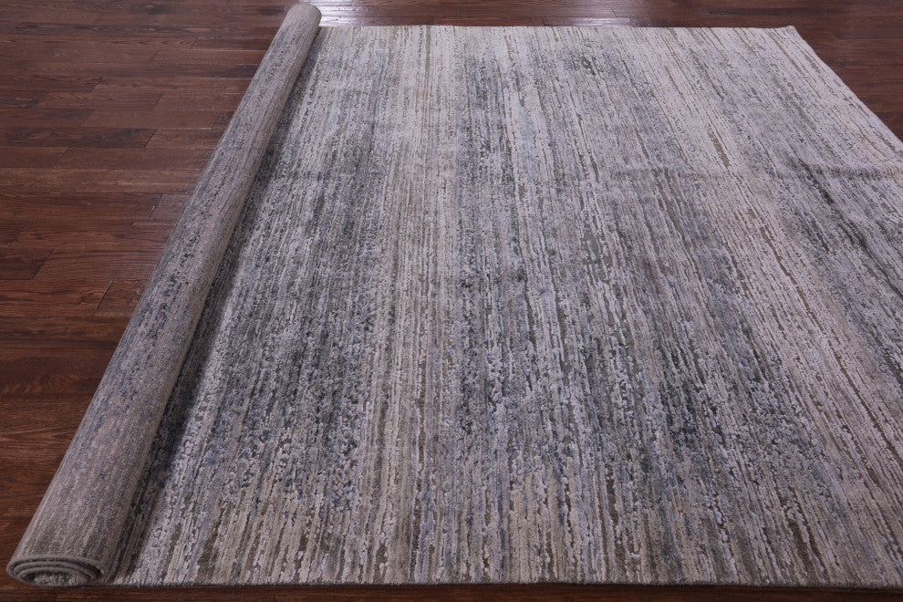 7' 10" X 10' 0" Wool and Silk Modern Handmade Rug Q9039