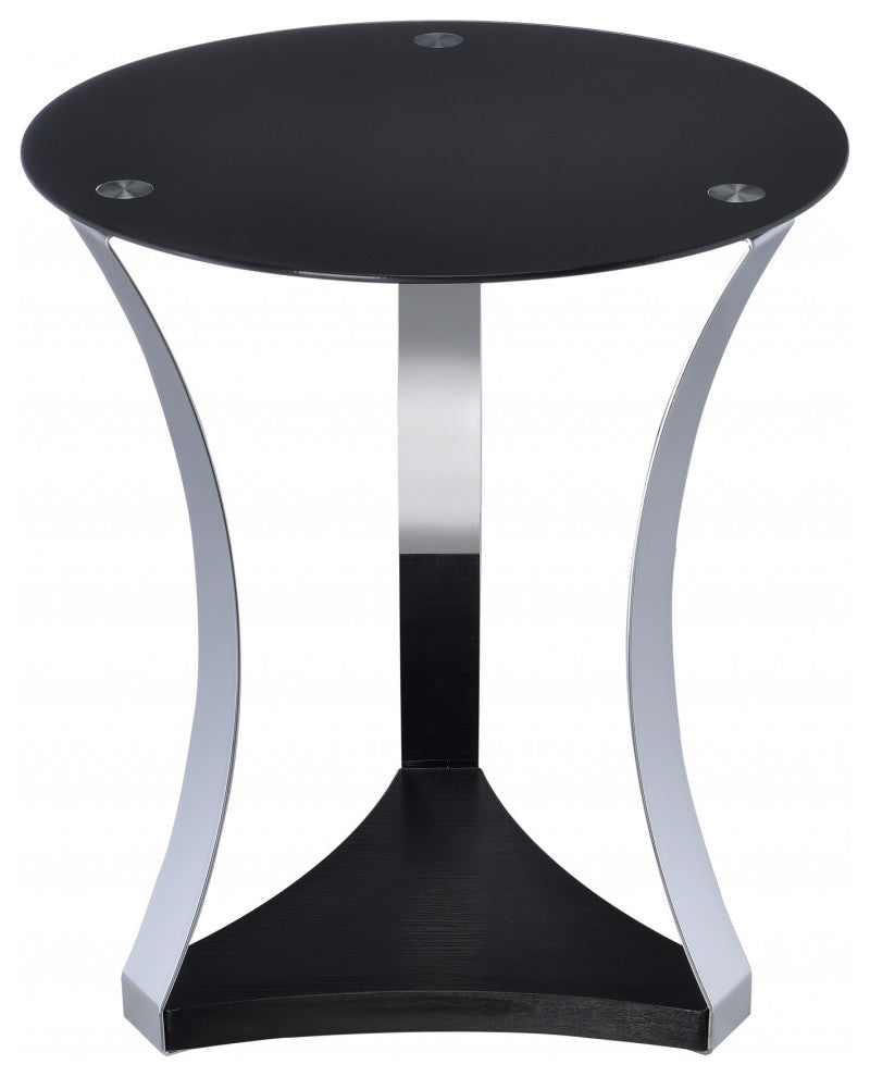 18"x18"x20" Black Glass and Chrome End Table