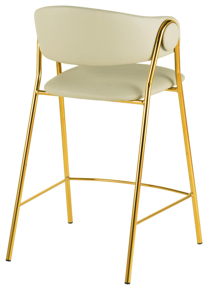 Lara Cream Vegan Leather Counter Stool, Set of 2