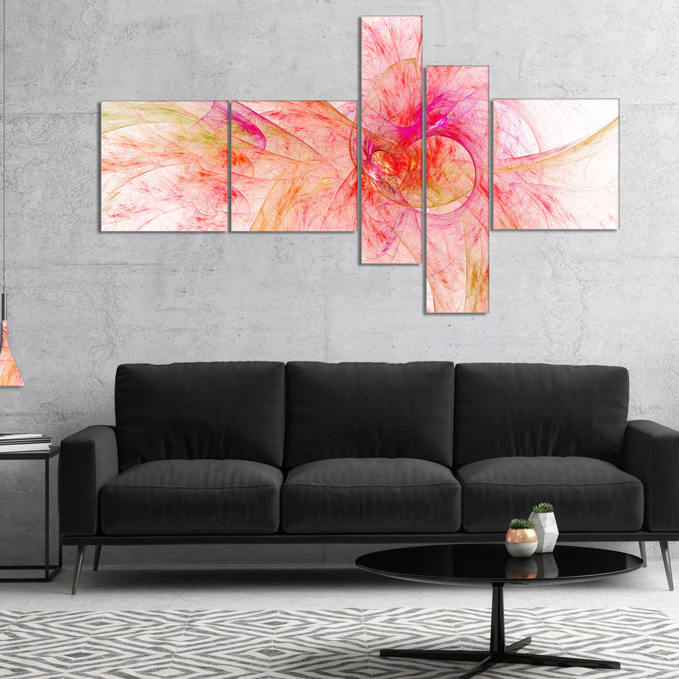 Pink Fractal Abstract Illustration, Abstract Canvas Art Print, 60"x32", 5 panels
