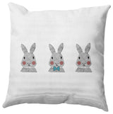 Bunny Triplets Easter Indoor/Outdoor Throw Pillow, Explorer Blue, 18x18"