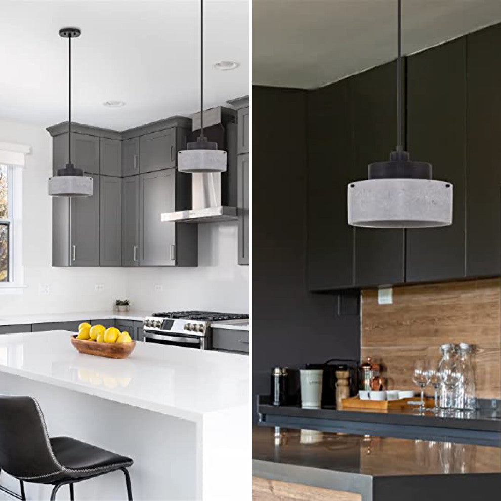 Metal concrete pendant light Black pendant light Modern drum pendant light