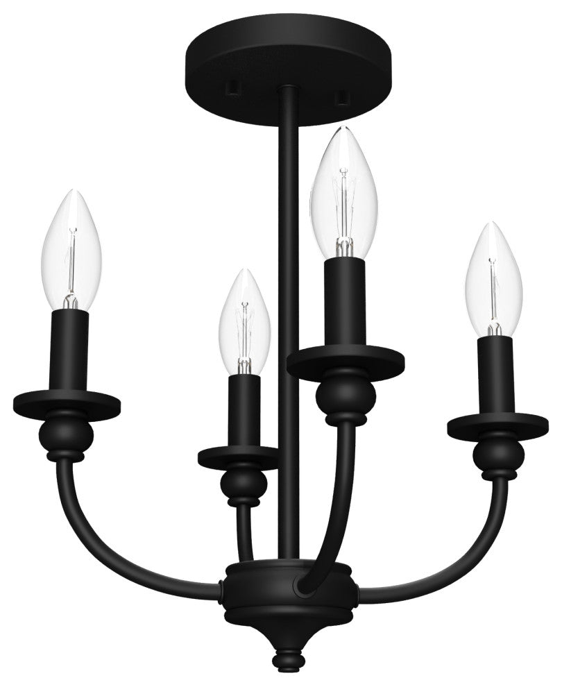 Southcrest Flat Matte Black 4-Light Semi-Flush Mount