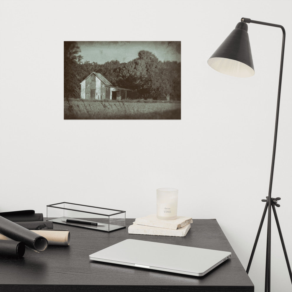 Patriotic Barn in Field Landscape Photo Unframed Wall Art Print, 12" X 18"