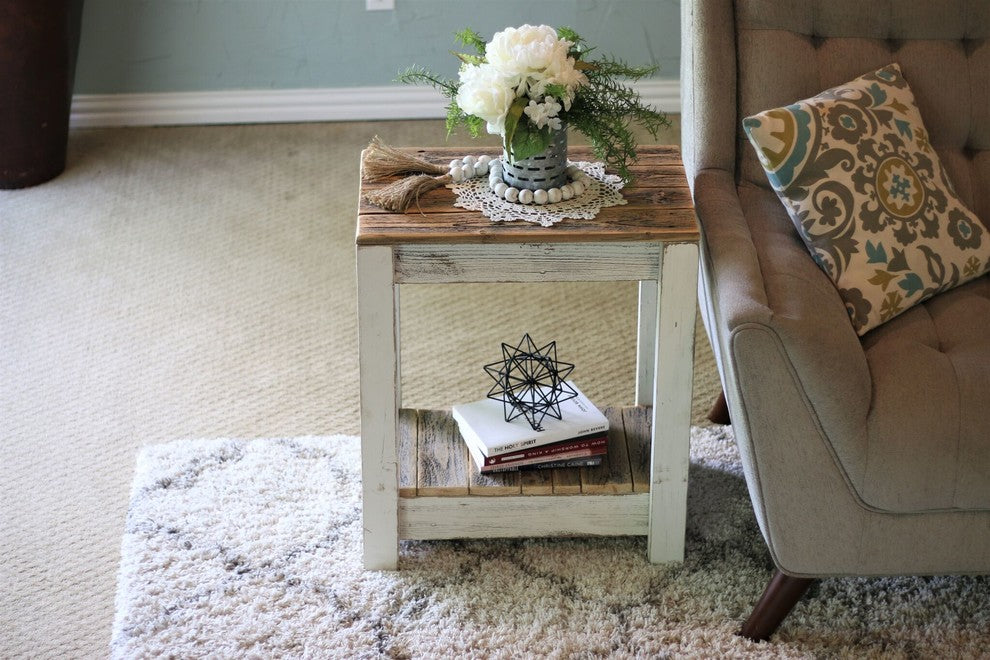 White Combo End Table