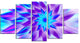 Exotic Blue Flower Petals, Large Floral Canvas Art Print, 60"x32", 5 Panels
