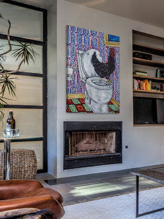 "Chicken" Painting Print on Wrapped Canvas, 12"x18"