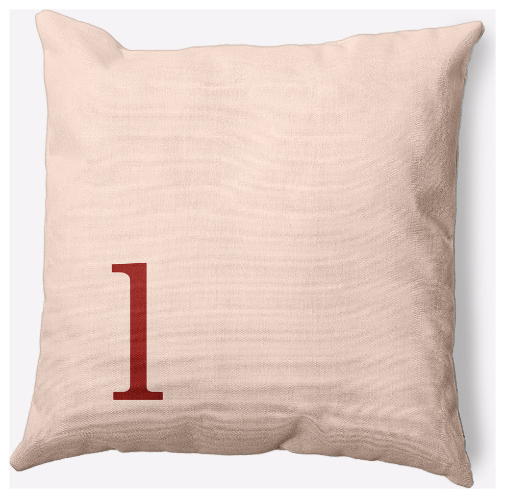 20" x 20" Modern Monogram Indoor/Outdoor Polyester Throw Pillow, Maple Red