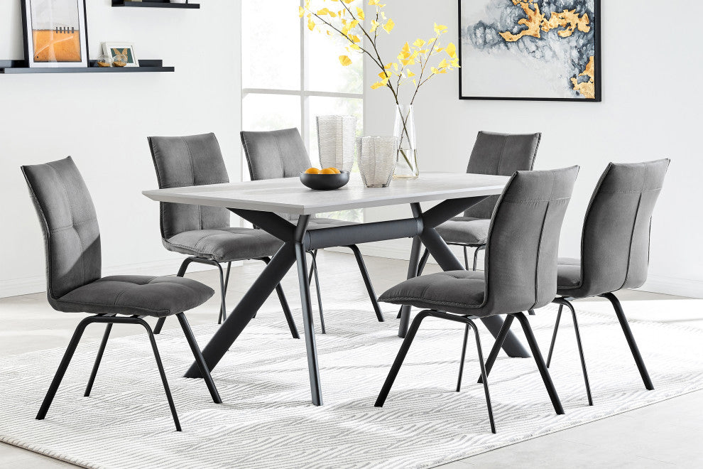 Rylee Dining Room Accent Chair With Black Finish Set of 2, Gray