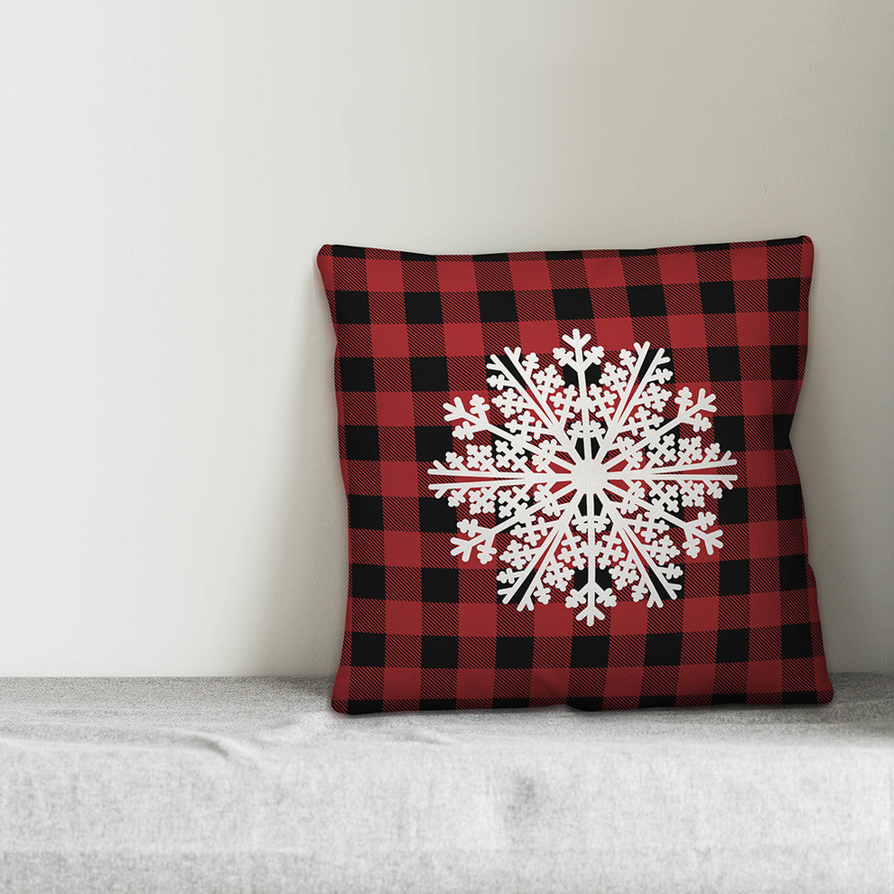 Plaid Snowflake 20"x20" Throw Pillow Cover
