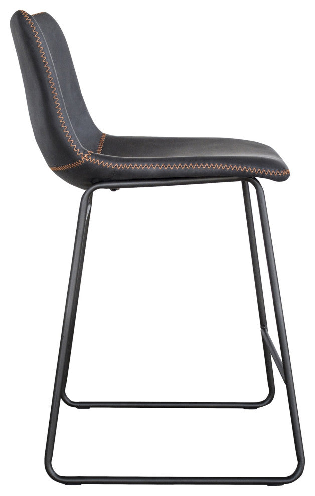 Amerihome Classic Faux Leather 24" Counter Height Chair Set, Black
