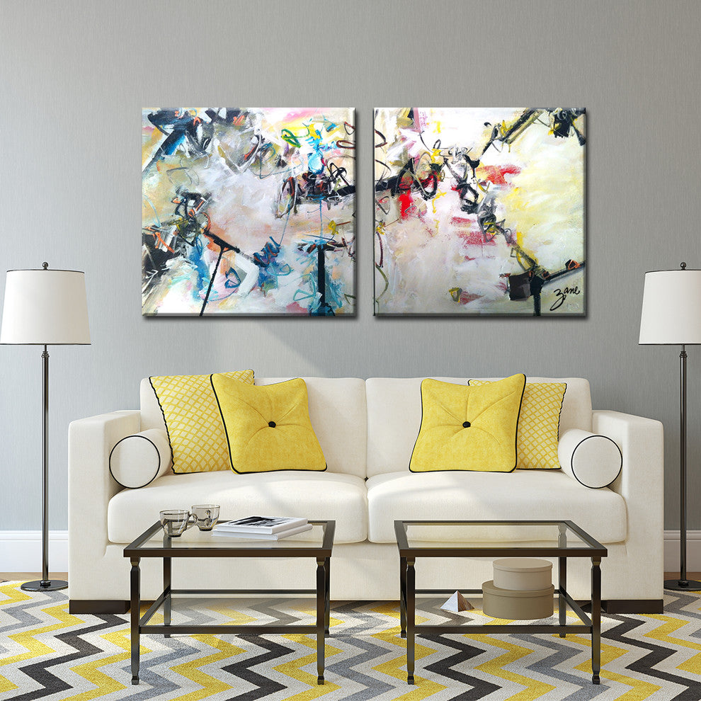 Abstact XIII, Canvas Wall Art, 30"x30"x2 2-Panels
