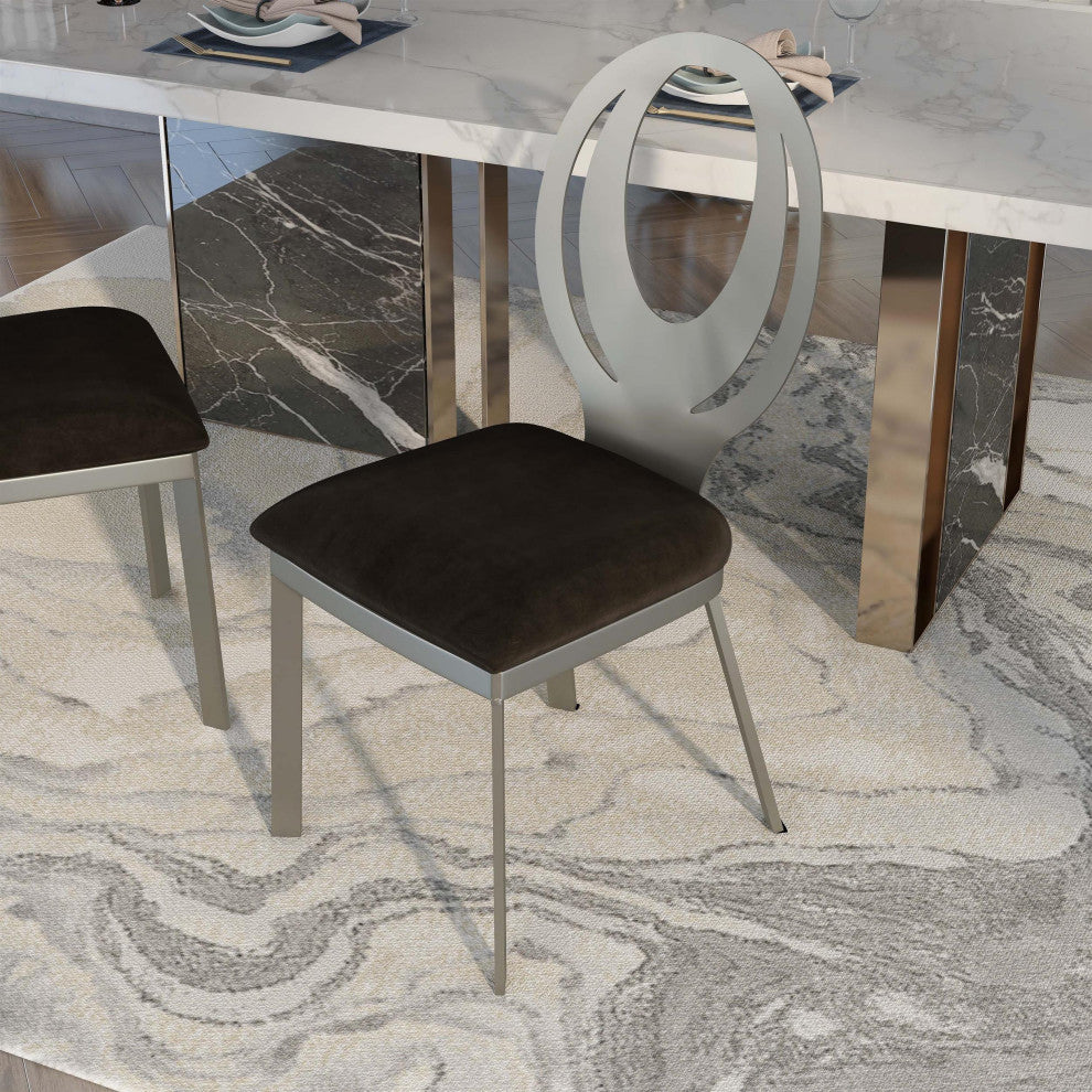 Furniture of America Myer Stainless Steel Dining Chair in Silver (Set of 2)