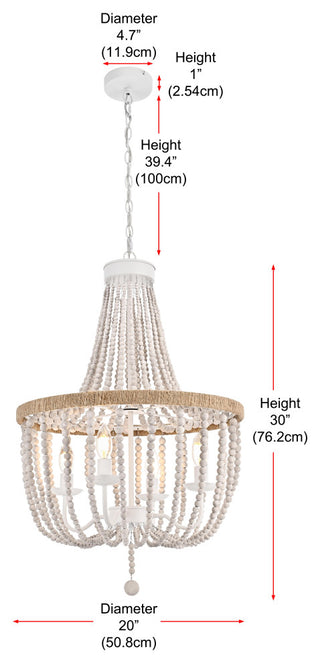 Home Living 20" Beaded Pendant, Antique White