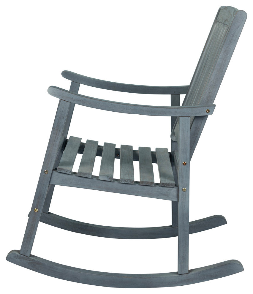 Penny Classic Slat-Back Acacia Wood Patio Outdoor Rocking Chair, Gray, Single