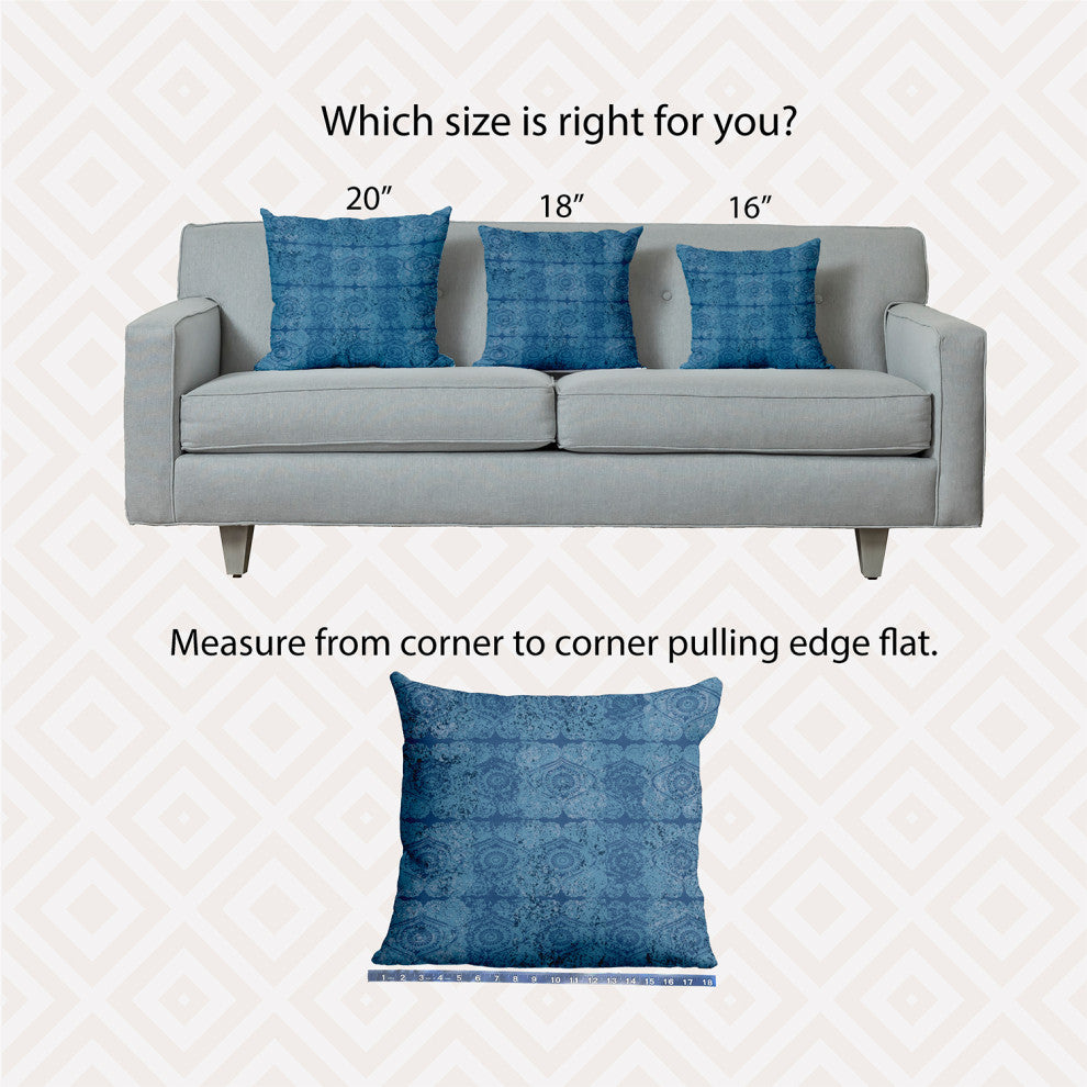 Patina Geometric Print Pillow, Blue, 16" X 16"