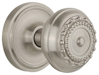 Classic Rosette Interior Mortise Meadows Door Knob, Satin Nickel