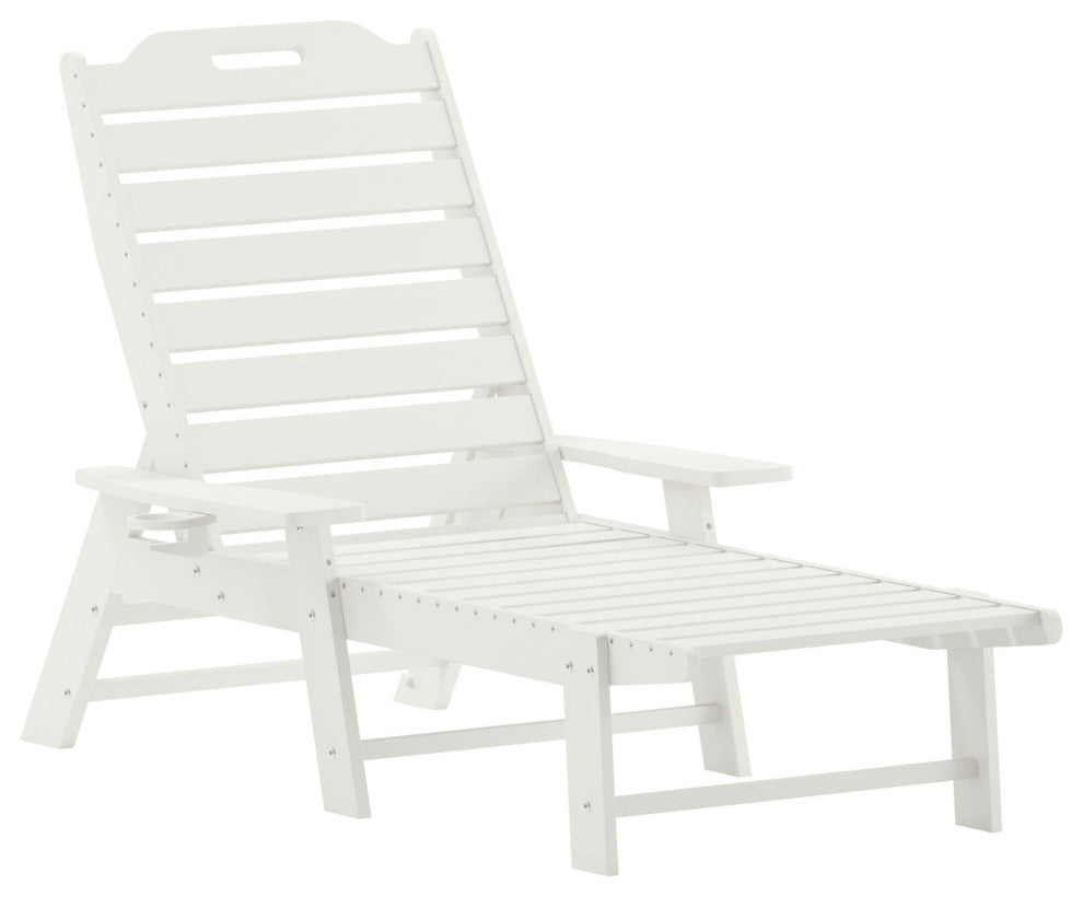 Monterey All-Weather Adjustable Adirondack Lounge Chair w/ Cup Holder, White