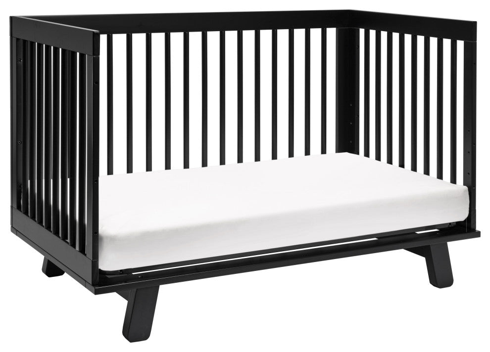 Hudson 3-in-1 Convertible Crib With Toddler Bed Conversion Kit, Black