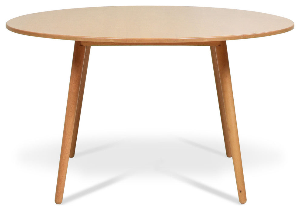 Scandi 54" 4-Seater Solid Wood Round Dining Table, Natural Light Brown