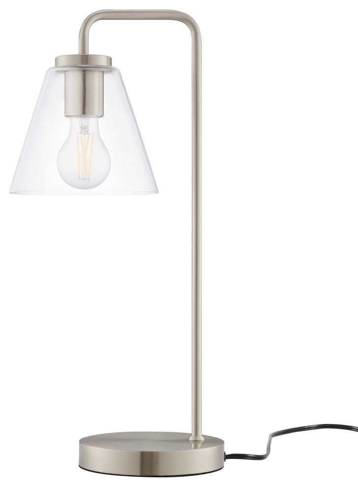 Table Lamp, Silver, Glass, Modern, Mid Century Kitchen Cafe Bistro Hospitality